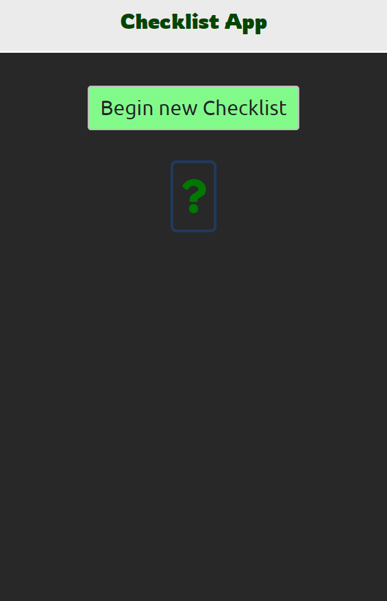 Checklist App screengrab from deployed site