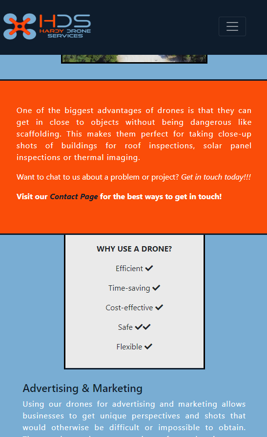 Hardy Drone Services screengrab from deployed site